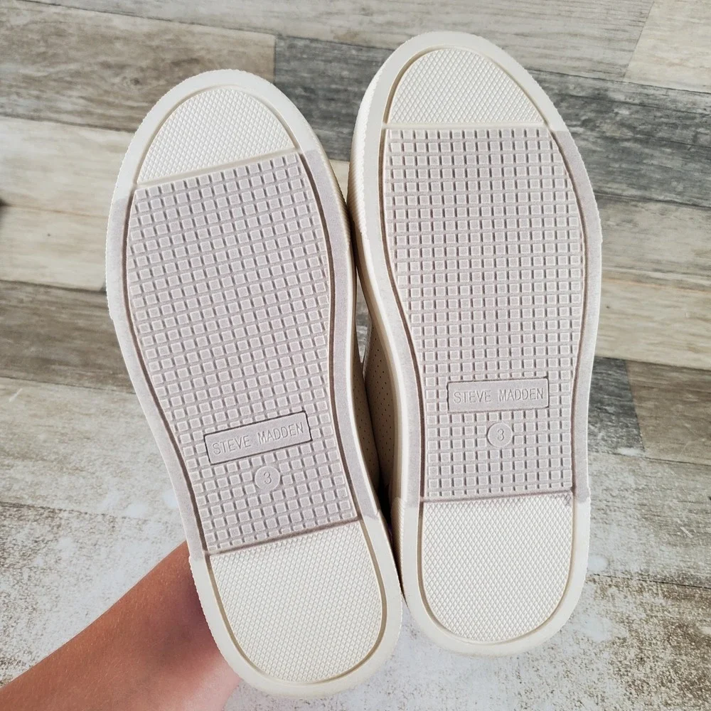 Steve Madden Maggiee Kids Girls Sz 3 White Metallic Purple Leather Sneakers